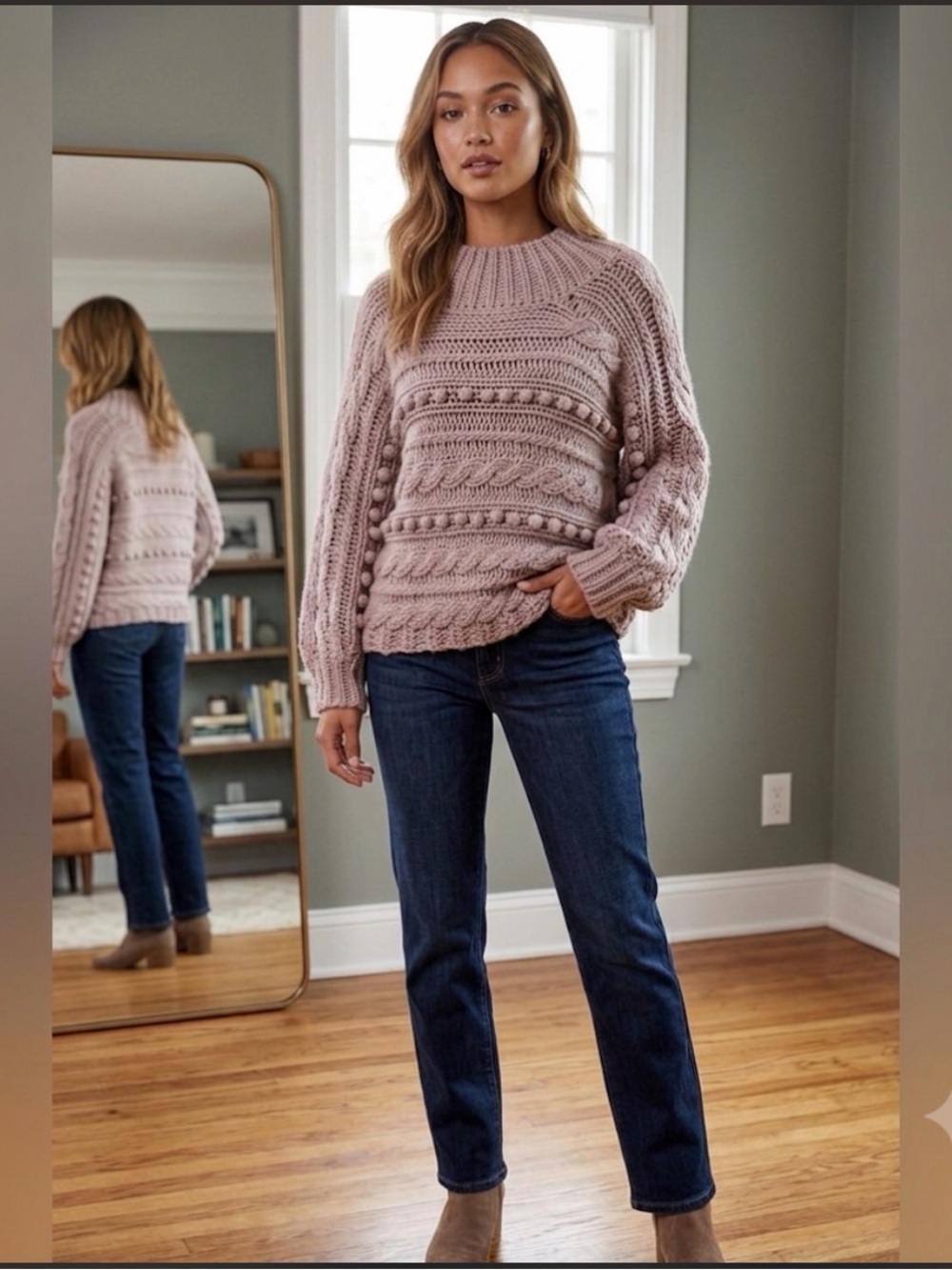 Day & Night Knit Oversized Sweater Bobbles Cottagecore Size S/M.